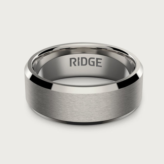 8mm Beveled Ring Set - Platinum - Tantalum Carbide