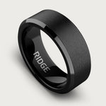 8mm Beveled Ring Set - Royal Black