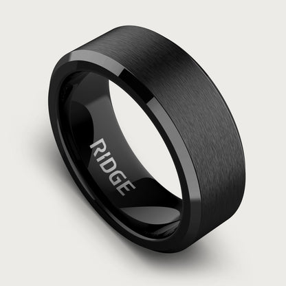 8mm Beveled Ring Set - Royal Black