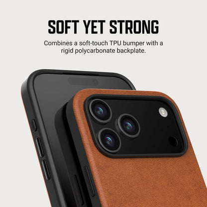 Ridge Phone Case - iPhone 18 Pro - Tobacco Brown Leather